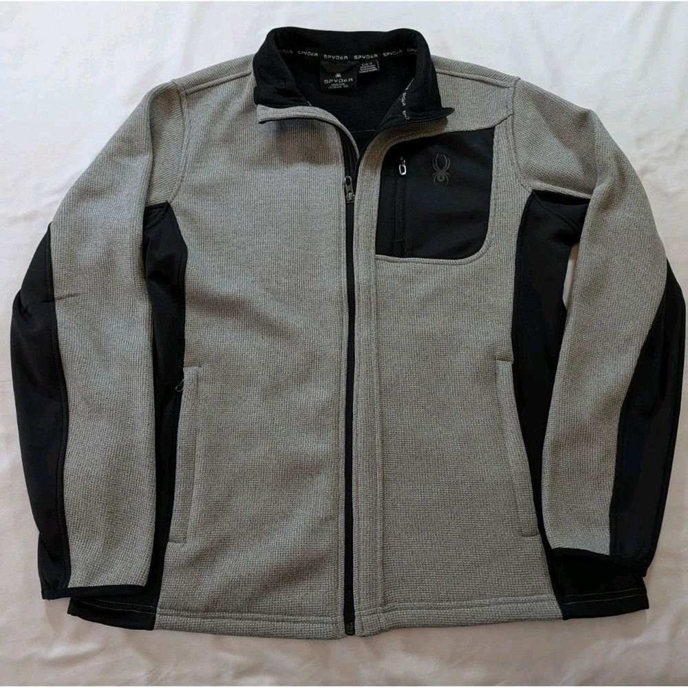 Spyder Core Full Zip Jacket Grey Black Ski Snowboard Men's Large